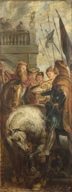 Kings Clothar and Dagobert dispute with a Herald from the Emperor Mauritius. Sketch for High Altarpi from Peter Paul Rubens