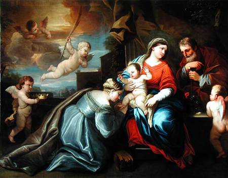 The Mystic Marriage of St. Catherine in a Giordano Composition from Peter Paul Rubens