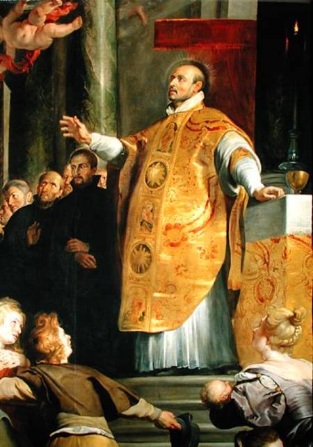 The Vision of St. Ignatius of Loyola (c.1491-1556) detail of the saint from Peter Paul Rubens