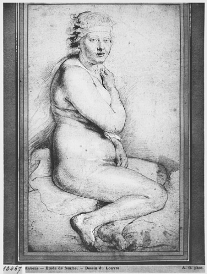 Young nude woman, seated, turned to the right (pierre noire, red chalk, white highlights & brown was from Peter Paul Rubens