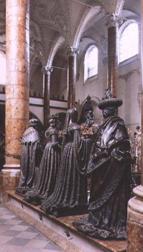 Tomb of Maximilian I (1459-1519) view of four bronze figures of mourners, possibly ancestors, relati