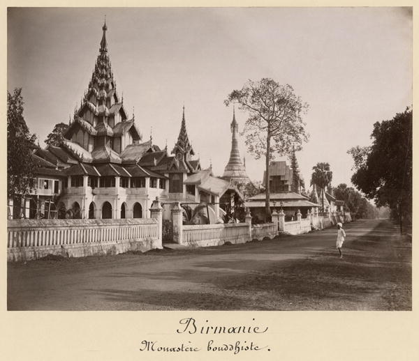 Wayzayanda monastery and pagodas at Moulmein, Burma, c.1890 (albumen print) (b/w photo)  from Philip Adolphe Klier