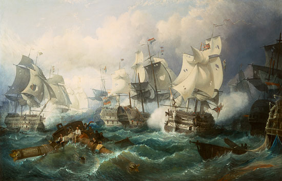 The naval battle of Trafalgar from Philip James (also Jacques Philippe) de Loutherbourg