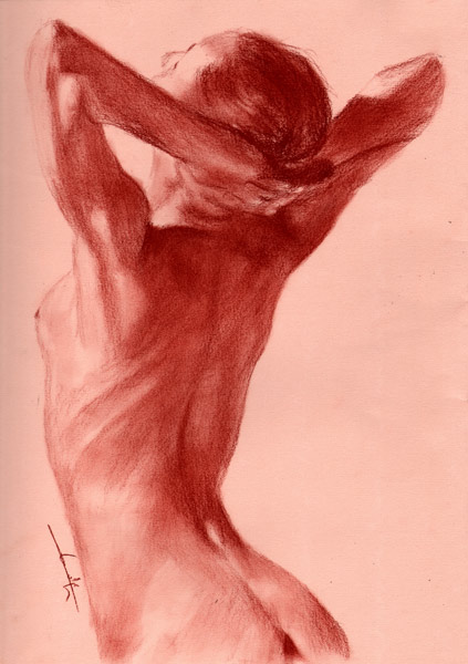 Femme nu de dos mains sur la nuque from Philippe Flohic