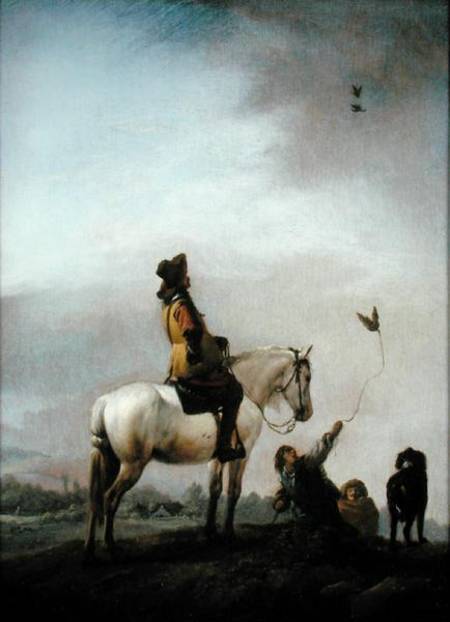 Gentleman on a Horse Watching a Falconer from Philips Wouverman