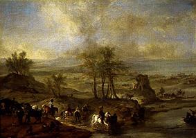 Hunt at a river with fishermen from Philips Wouverman