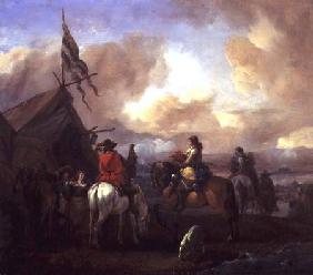 Cavalrymen in a Military Encampment (panel)