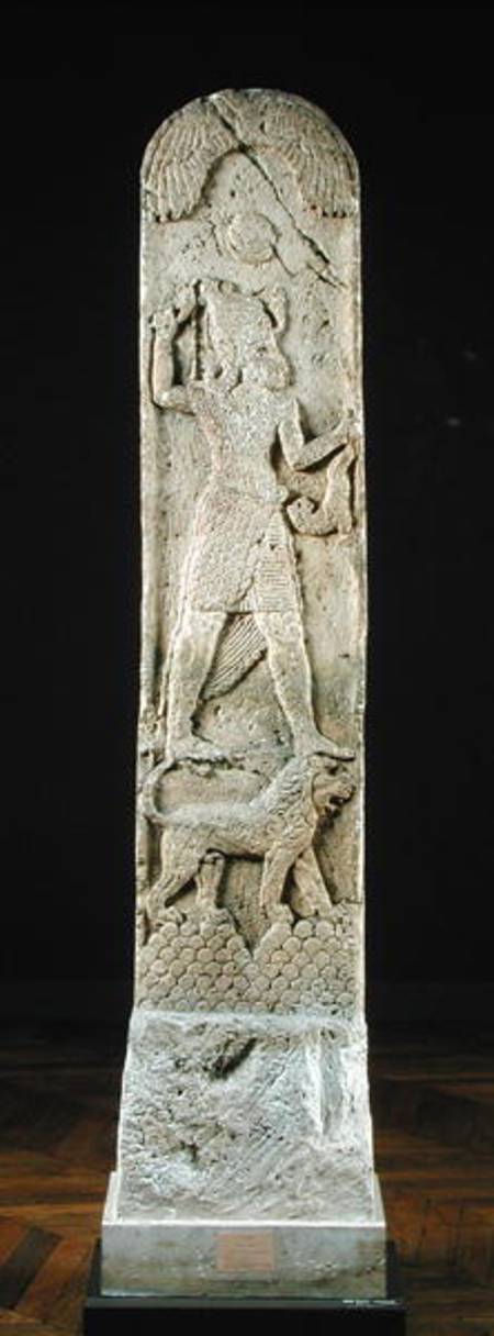 Votive stela depicting a god standing on a lion, from Amrith from Phoenician School