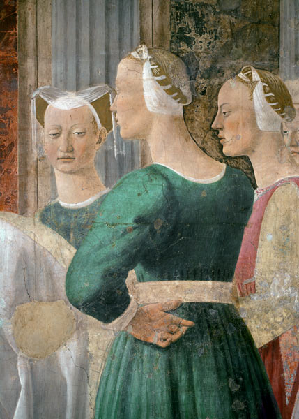 The Legend of the True Cross, the Queen of Sheba Worshipping the Wood of the Cross, detail of the qu from Piero della Francesca