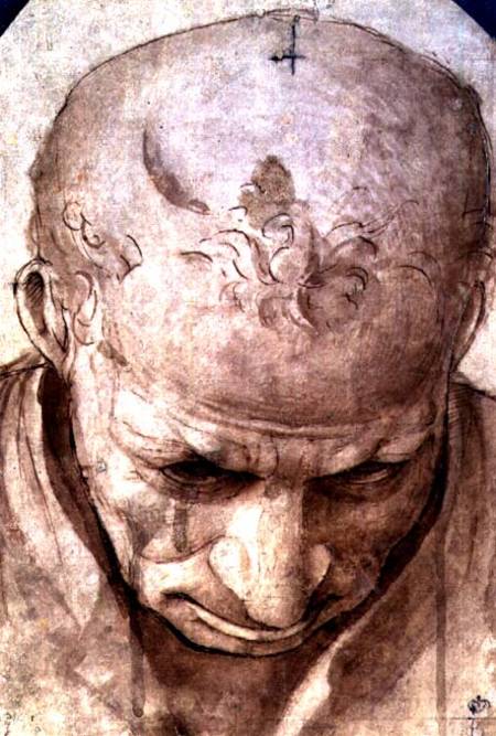 Head of an Elderly Man (pen, brown from Piero di Cosimo