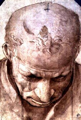 Head of an Elderly Man (pen, brown