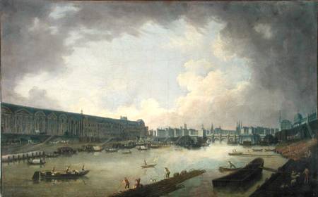 View of the Pont Neuf and the Galeries du Louvre from the Pont-Royal from Pierre Antoine Demachy