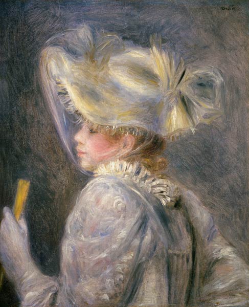Young woman with a white hat. from Pierre-Auguste Renoir