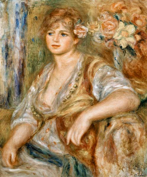 Fair-haired woman with rose in the hair from Pierre-Auguste Renoir