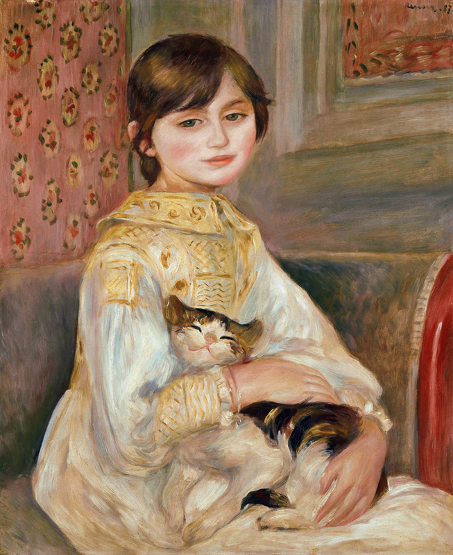 Mademoiselle Julie Manet with cat from Pierre-Auguste Renoir