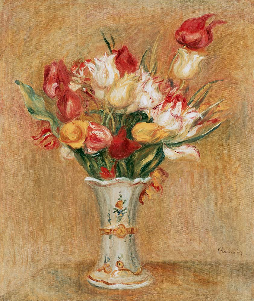 Bunch of Tulips in a White Vase from Pierre-Auguste Renoir