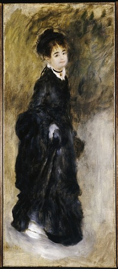 A young woman, full length, holding up her skirt from Pierre-Auguste Renoir