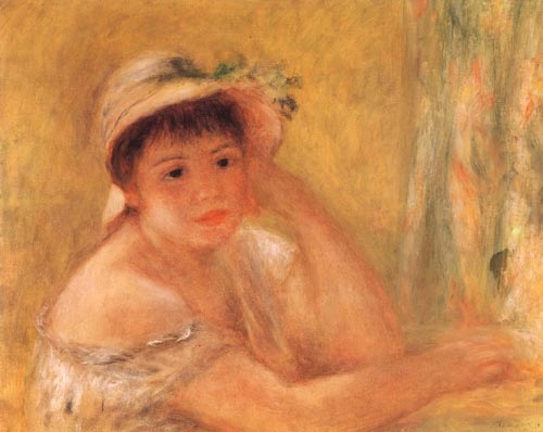 Woman with straw hat from Pierre-Auguste Renoir