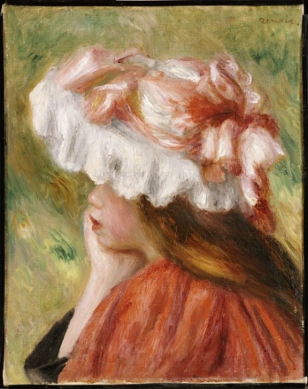 Head of a Young Girl in a Red Hat from Pierre-Auguste Renoir