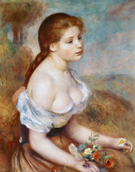 Junges Mädchen mit Gänseblümchen from Pierre-Auguste Renoir