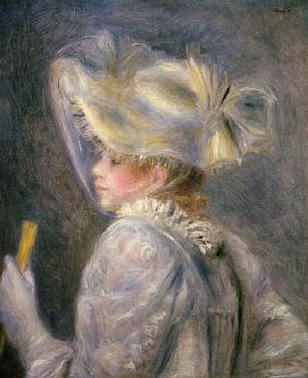 Young woman with a white hat.