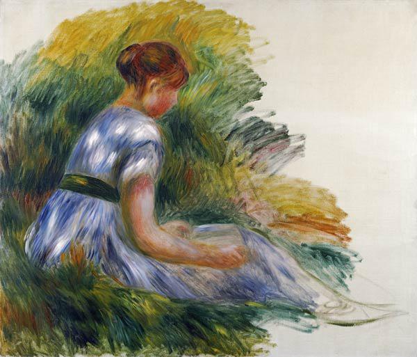 Alice Gamby In The Garden, Young Girl Sitting In The Grass