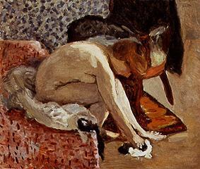 Young woman, shoes putting on. from Pierre Bonnard