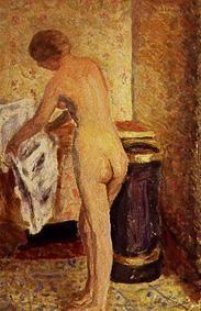 Stationary female act with towel.