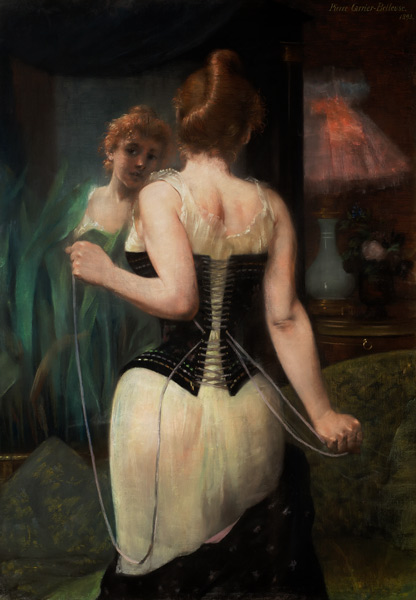 Young Woman Adjusting Her Corset from Pierre Carrière-Belleuse