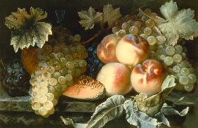 Still Life with Peaches, Melon and Grapes