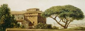 View of the convent of Ara Coeli: the umbrella pine (oil on paper)
