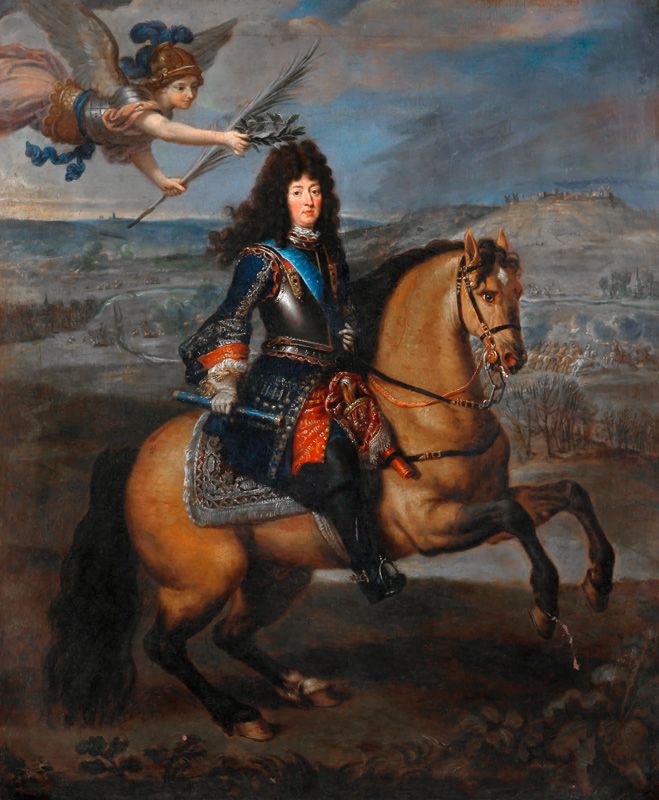 Equestrian portrait of Louis XIV at the Siege of Namur from Pierre Mignard