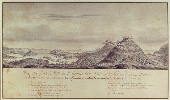 The French Capture Grenada, 1779 (watercolour) from Pierre Ozanne