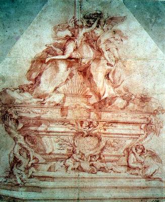 Design for the grand altar of the church of San Siro, Genoa (red chalk) from Pierre  Puget