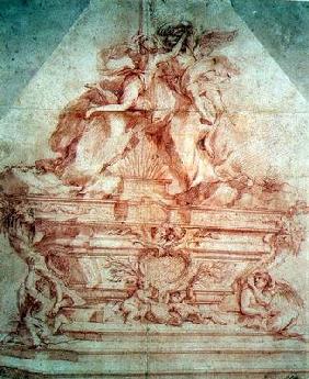 Design for the grand altar of the church of San Siro, Genoa (red chalk)
