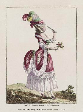 A Polonaise Dress with draped overskirt. (From "Gallerie des Modes et Costumes Francais")