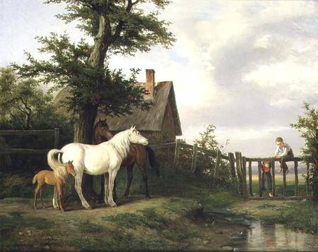 Children and Horses by a Stream from Pierre Vernet