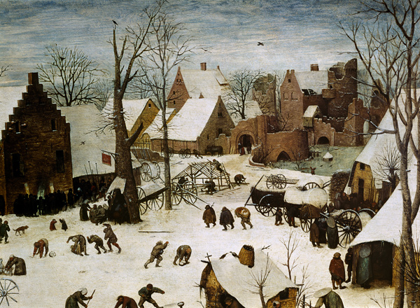 The national census to Bethlehem. Detail above on the right from Pieter Brueghel the Elder