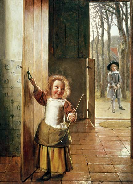 Children in a Doorway with 'Colf' Sticks from Pieter de Hooch
