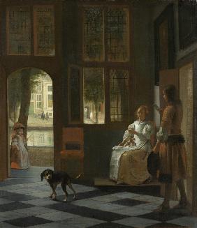 A Woman Directing a Young Man With a Letter