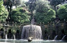 The 'Fontana Ovale' (Oval Fountain) in the gardens designed