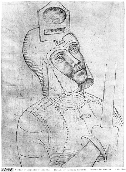Soldier wearing a visored helmet, from the The Vallardi Album from Pisanello
