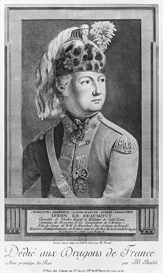 The Chevalier d''Eon as a Dragoon from P. Jean Baptiste Bradel