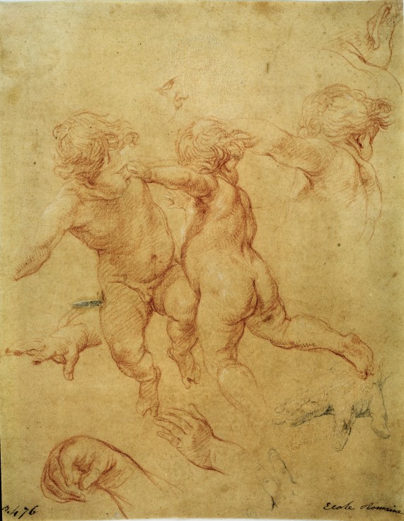 Two flying putti. Study from Pompeo Girolamo Batoni