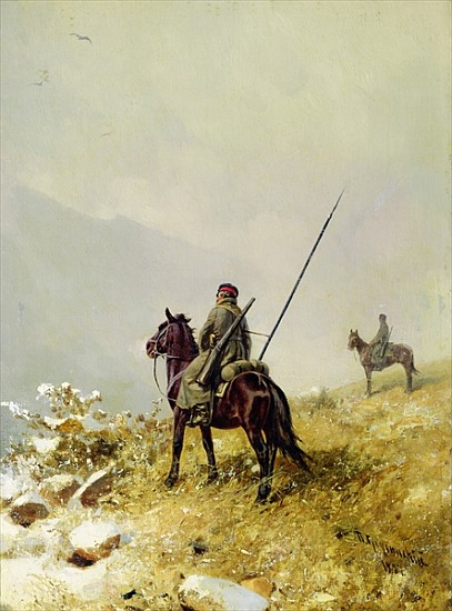 The Patrol, 1887 (oil on cardboard) from Pyotr Nikolayevich Grusinsky