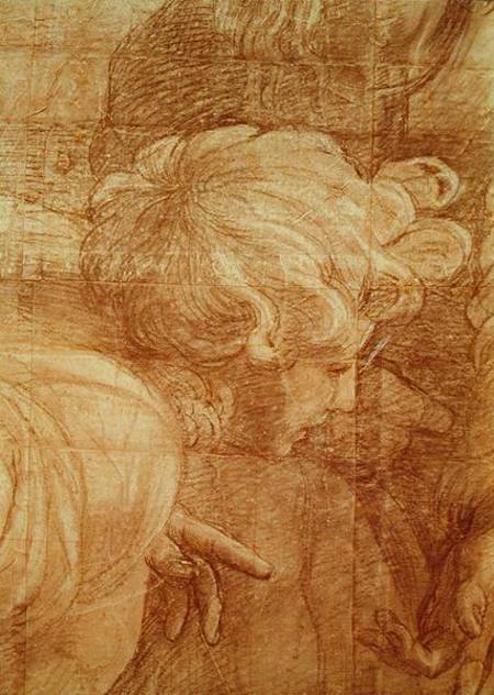 The School of Athens, detail of the cartoon depicting a young man's head from Raffaello Sanzio da Urbino