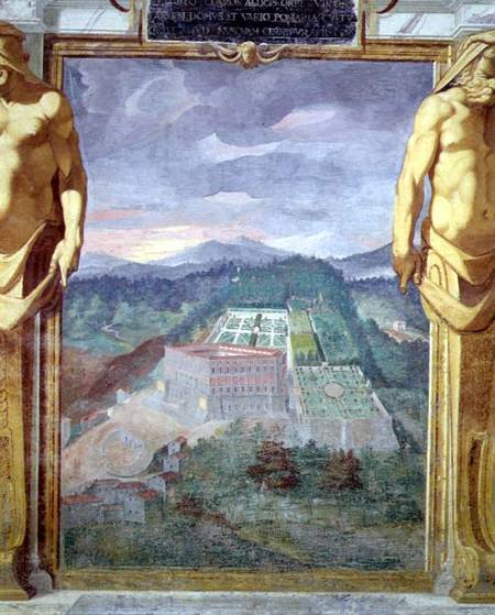 The Villa di Caprarola, from the Loggia of the Villa Lante from Raffaellino  da Reggio