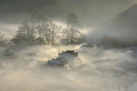 The Village in Morning Mist