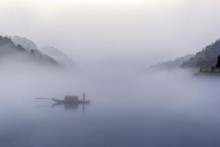 The Fishing Boat at Dawn Mist
