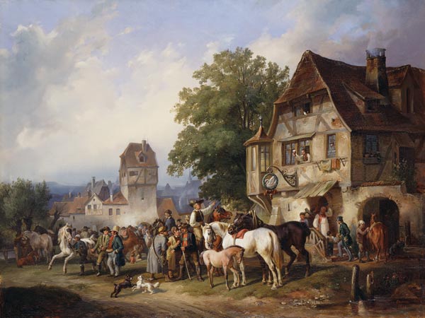 Swabian horse market in an old small town from Reinhold Braun